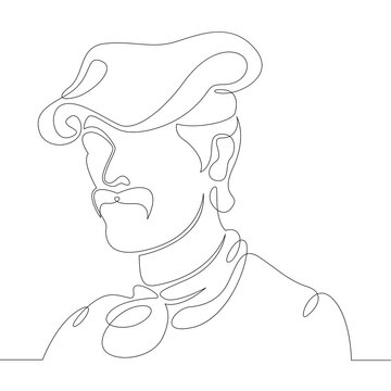 One Continuous Line.
Male Character Professional Artist Painter In Beret
One Continuous Drawing Line Logo Isolated Minimal Illustration.