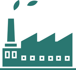 Naklejka premium Green factory icon. Ecology concept icon style