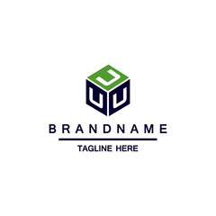 U letter Cube logo design in vector.