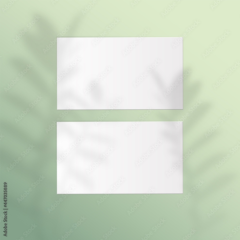 Aufkleber realistic business card. white empty cardboard with shadow overlay of home plants. brand identity mo