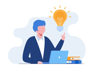 Business idea or brainstorming concept flat vector illustration for banner and landing page