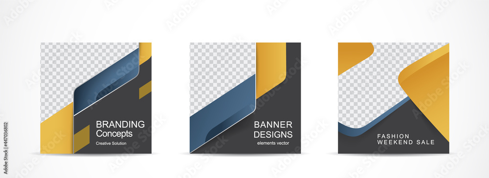 Wall mural set square banner template for social media post and web internet ads.vector illustrations.