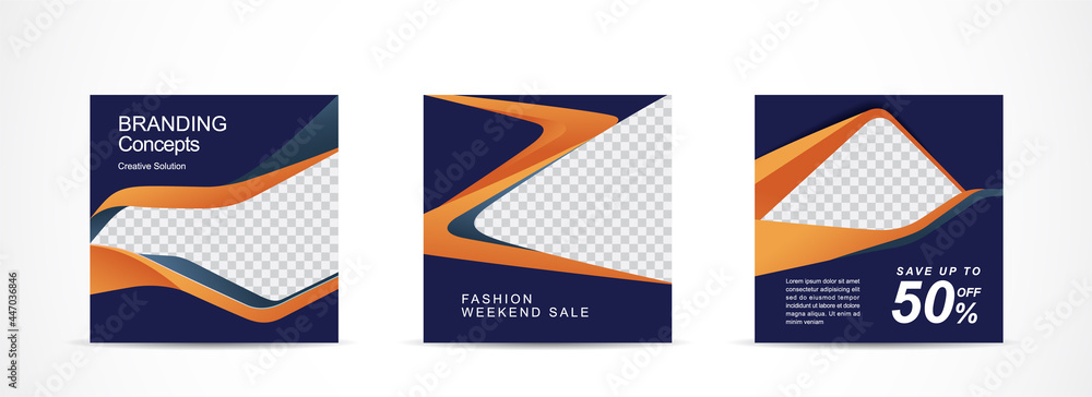 Wall mural set square banner template for social media post and web internet ads.vector illustrations.