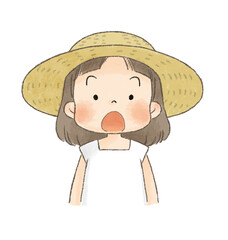 麦わら帽子の女の子（驚き）