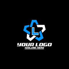 Obraz premium Letter L star logo Linear Style, Orange Color. Usable for Winner, Award and Premium Logos.