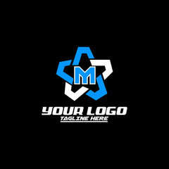 Fototapeta premium Letter M logo template with Star design element. Vector illustration. Corporate branding identity