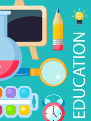 Education, school. Vector poster, banner template. A set of cliparts for design about education.