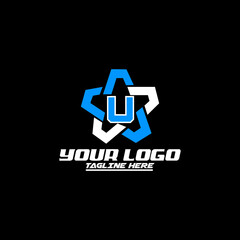 Letter U star logo. Usable for Winner, Award and Premium Logos.