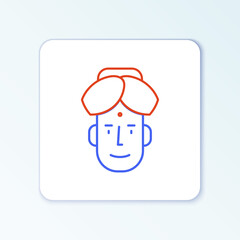 Line Portrait of Indian man icon isolated on white background. Hindu men. Colorful outline concept. Vector