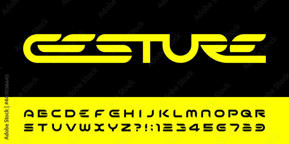 Fototapete gesture alphabet font. letters and numbers for logo or emblem. stock vector typescript for your typo