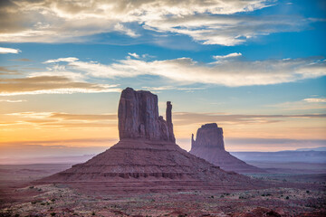 Fototapeta na wymiar Sunset colors of Monument Valley, Arizona, USA.