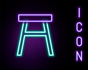 Glowing neon line Chair icon isolated on black background. Colorful outline concept. Vector