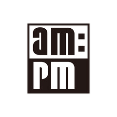 Simple AM and PM comic lower case font symbol logo style line art illustration design vector