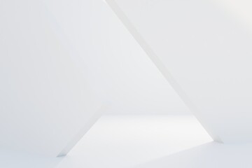 Abstract white Architecture Background. 3d render. Modern Geometric Wallpaper. Futuristic Technology Design