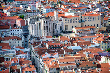 Obraz premium Aerial view of Lisbon skyline with old medieval buildings, Portugal