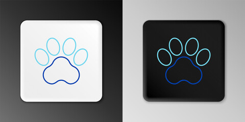Line Paw print icon isolated on grey background. Dog or cat paw print. Animal track. Colorful outline concept. Vector