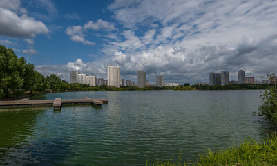Fototapeta premium Morning of July in the city park