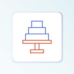 Line Cake icon isolated on white background. Happy Birthday. Colorful outline concept. Vector