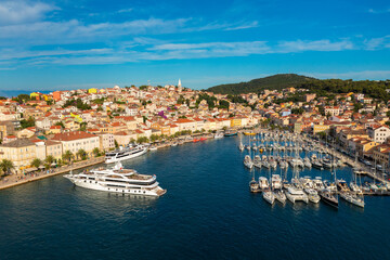 Fototapeta na wymiar Aerial view of Mali Losinj town on Losinj island, the Adriatic Sea in Croatia