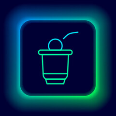 Glowing neon line Beer pong game icon isolated on black background. Alcohol party game. Colorful outline concept. Vector