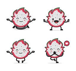 dragon fruit cut cartoon character