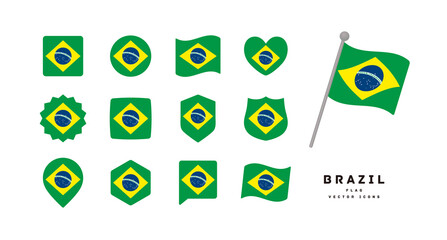 Brazil flag icon set vector illustration