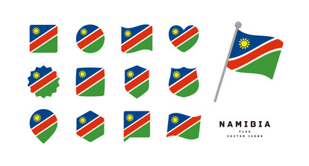 Namibia flag icon set vector illustration