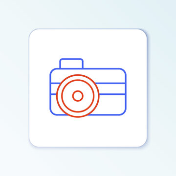 Line Photo camera for diver icon isolated on white background. Foto camera icon. Diving underwater equipment. Colorful outline concept. Vector