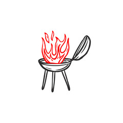 barbecue grill icon symbol, chef kitchen logo with smoke
