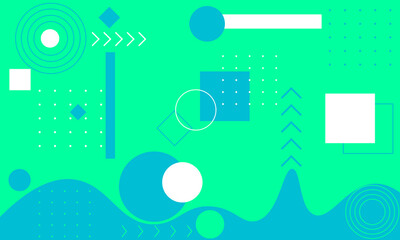 Memphis Background Green and Blue Vector
