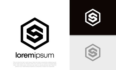  Initials S logo design. Innovative high tech logo template. Template label for blockchain technology. Technology Logo.