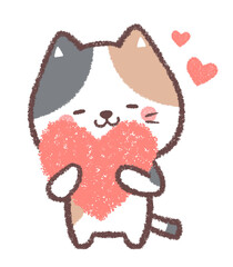 ハートを抱くミケネコ