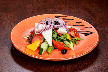 Traditional Greek salad with feta cheese