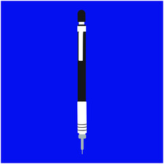 Flat vector of mechanical pencil isolated on blue background