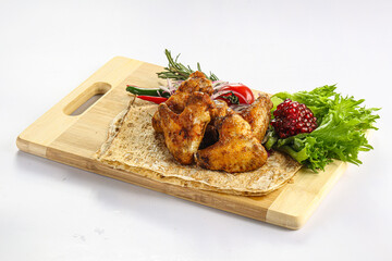 Grilled chicken wings barbecue shashlik