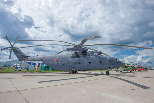 ZHUKOVSKY, RUSSIA - JULY 20, 2017: The world's largest serial heavy helicopter Mi-26 