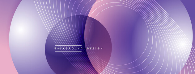 Gradient circles with shadows. Vector techno abstract background. Modern overlapping forms wallpaper background, design template