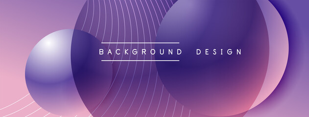 Obraz premium Gradient circles with shadows. Vector techno abstract background. Modern overlapping forms wallpaper background, design template