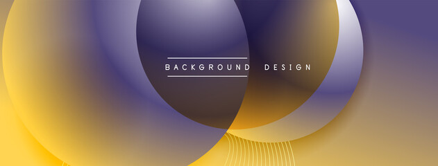 Gradient circles with shadows. Vector techno abstract background. Modern overlapping forms wallpaper background, design template