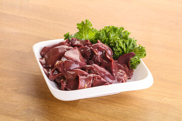 Raw chicken liver in the bowl