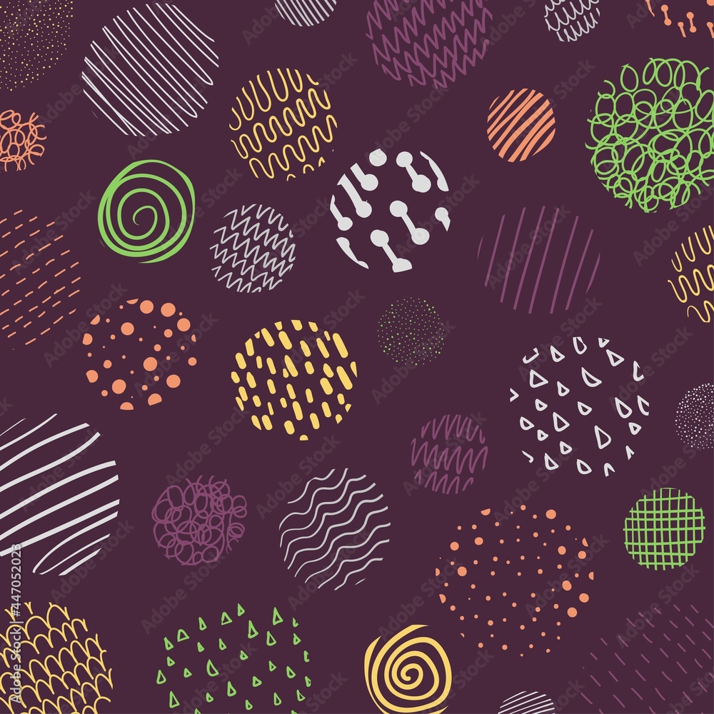 Poster abstract cover of circles pattern design of colorful doodle wavy style pattern. free hand drawing ar