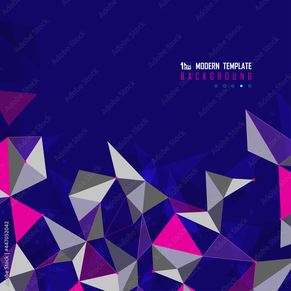 Poster abstract multi colors design of triangles tech futuristic cover. overlapping for headline style back