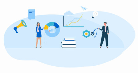 Flat vector illustration of effective business management. Suitable for presentation and banner