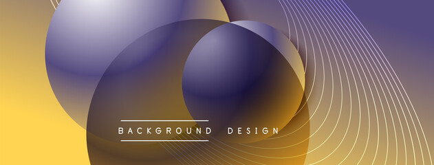 Gradient circles with shadows. Vector techno abstract background. Modern overlapping forms wallpaper background, design template