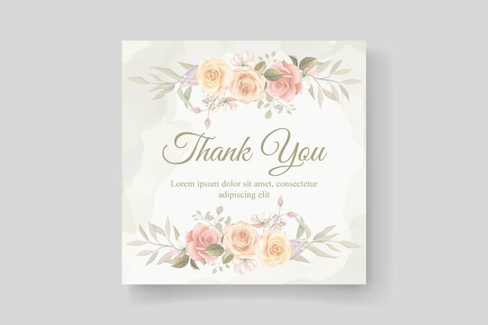 Thank you card design on a flower theme