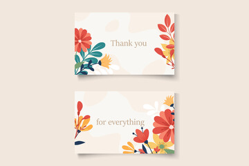 Thank you card design on a spring flower theme