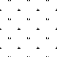 black fir-trees on white background. Forest adventure seamless winter pattern with spruce.