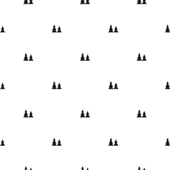 black fir-trees on white background. Forest adventure seamless winter pattern with spruce.