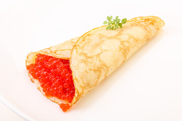 Russian Pancake with red caviar