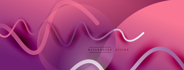 Abstract gradient background with wave line with shadow effect. Geometric composition. 3D shadow effects and fluid gradients